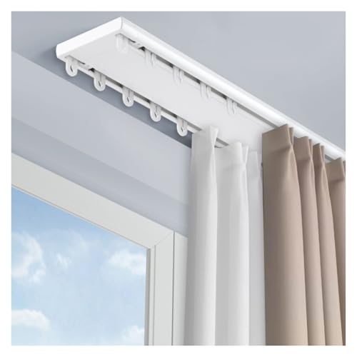 VXHCS Geräuschlose Vorhangschiene Schienenmontage An Der Decke, 10cm Breite Vorhangschienen für Raumteiler Im Schlafzimmer, Wohnzimmer(White,1.6M) von VXHCS