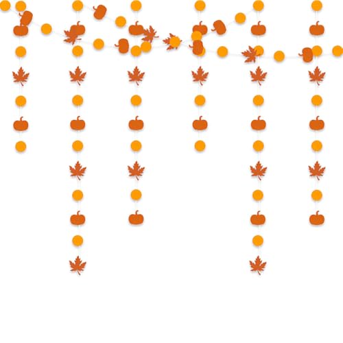 VYIBPDY Thanksgiving Herbst Party zubehör,Herbst Blätter Papiergirlande Sterne Luftschlangen Blätter Gelb Banner für Halloween Thanksgiving Party Dekoration#4m von VYIBPDY