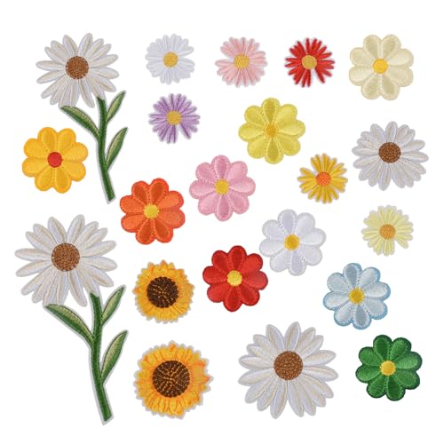 VYNYJOAN 21 x Gänseblümchen-Aufnäher zum Aufbügeln, Blumen-Aufnäher, Applikation, Gänseblümchen, bestickt, für Kleidung, Mützen, Taschen, stilvoll VYNYJOAN 21 x Gänseblümchen-Aufnäher zum Aufbügeln, Blumen-Aufnäher, Applikation, Gänseblümchen, bestickt, für Kleidung, Mützen, Taschen, stilvoll von VYNYJOAN