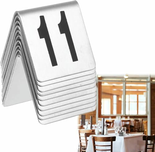 Restaurant Tisch Zeichen, Edelstahl Zelt Stil Tisch Nummer Ständer Verwendungen Für Restaurants Cafés Pizza Shop, Nummer 1-20/50/100, 5x5 Cm Stapelbare Tisch Nummern Karten von VYUJHNBG
