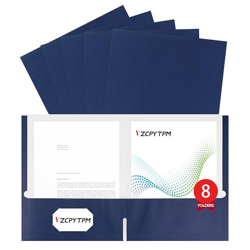 Aktenordner mit zwei Fächern, Briefgröße, 21,6 x 27,9 cm, für Büro, Schule und Zuhause, Organizer, 8 Packungen, Marineblau Aktenordner mit zwei Fächern, Briefgröße, 21,6 x 27,9 cm, für Büro, Schule und Zuhause, Organizer, 8 Packungen, Marineblau von VZCPYTPM