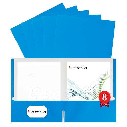 Dokumentenmappe mit zwei Fächern, Briefgröße, 21,6 x 27,9 cm, für Büro, Schule und Zuhause, Organizer, 8 Packungen, Blau von VZCPYTPM