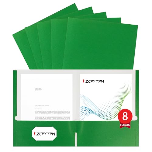 Dokumentenmappe mit zwei Fächern, Briefgröße, 21,6 x 27,9 cm, für Büro, Schule und Zuhause, Organizer, 8 Packungen, Grün von VZCPYTPM