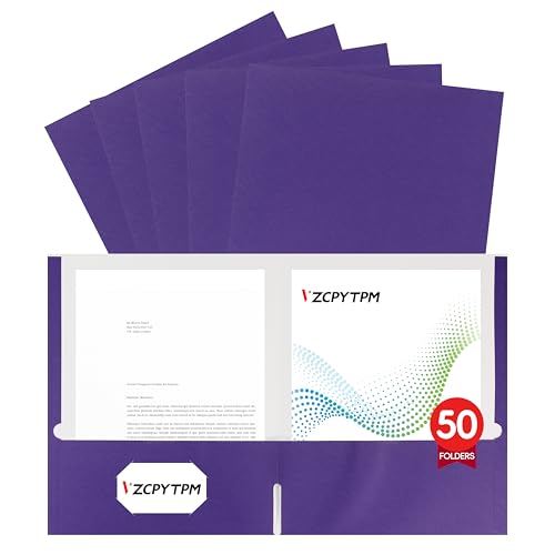 Dokumentenmappe mit zwei Taschen, Briefgröße, 21,6 x 27,9 cm, für Büro, Schule und Zuhause, Organizer, 50 Packungen, Violett von VZCPYTPM