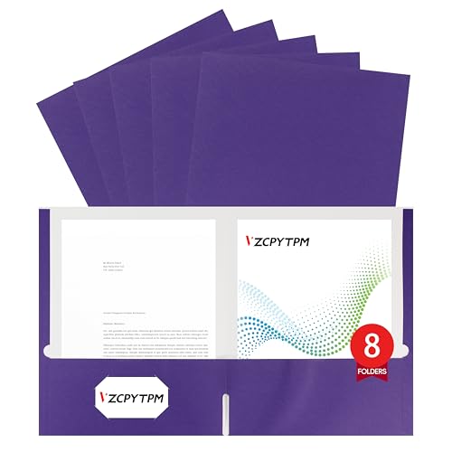 Dokumentenmappe mit zwei Taschen, Briefgröße, 21,6 x 27,9 cm, für Büro, Schule und Zuhause, Organizer, 8 Packungen, Violett Dokumentenmappe mit zwei Taschen, Briefgröße, 21,6 x 27,9 cm, für Büro, Schule und Zuhause, Organizer, 8 Packungen, Violett von VZCPYTPM