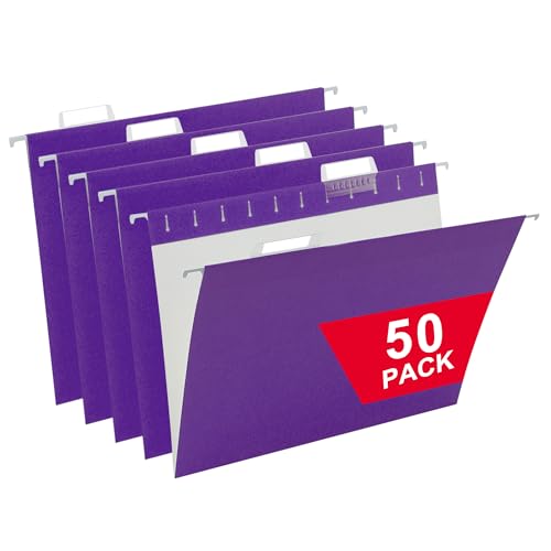 Hängeregistraturmappen, 50 Packungen, Briefform, entworfen für sperrige Akten, Aktenschrank, 1/5 verstellbare Reiter für Büro, Schule, Zuhause von VZCPYTPM