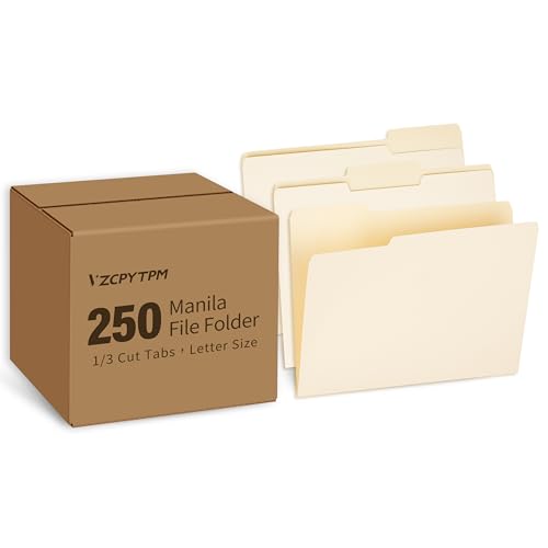 Manila-Aktenordner, Manila-Ordner, 21,6 x 29,9 cm, für Büro, Schule und Zuhause, 250 Stück Manila-Aktenordner, Manila-Ordner, 21,6 x 29,9 cm, für Büro, Schule und Zuhause, 250 Stück von VZCPYTPM