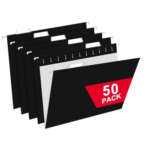 Schwarze Hängeregistraturmappen, 50 Packungen Aktenordner, entworfen für sperrige Akten, Aktenschrank, 1/5 verstellbare Registerkarten für Büro, Schule, Zuhause Schwarze Hängeregistraturmappen, 50 Packungen Aktenordner, entworfen für sperrige Akten, Aktenschrank, 1/5 verstellbare Registerkarten für Büro, Schule, Zuhause von VZCPYTPM