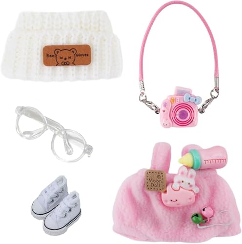 8 Set 15 cm 17 cm Kleidung für Puppen Outfit geeignet für 17 cm Puppen Zubehör sitzend 1 Hut + 1 Strampler + 1 Kamerarucksack + 1 Brille + 1 Segeltuchschuhe, keine Puppe im Lieferumfang enthalten von VZL