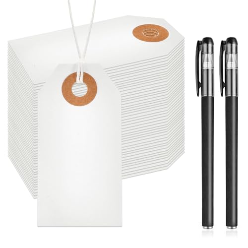 VZU 100 Stück Weißer hängender Tag, 35 * 70 MM Kleine Preisschilder, Geschenketiketten, Schmuck-Preisschilder, Geschenkanhänger Schreibpapier, Anhänger mit Schnur, für Weihnachten, Hochzeit, Schmuck VZU 100 Stück Weißer hängender Tag, 35 * 70 MM Kleine Preisschilder, Geschenketiketten, Schmuck-Preisschilder, Geschenkanhänger Schreibpapier, Anhänger mit Schnur, für Weihnachten, Hochzeit, Schmuck von VZU
