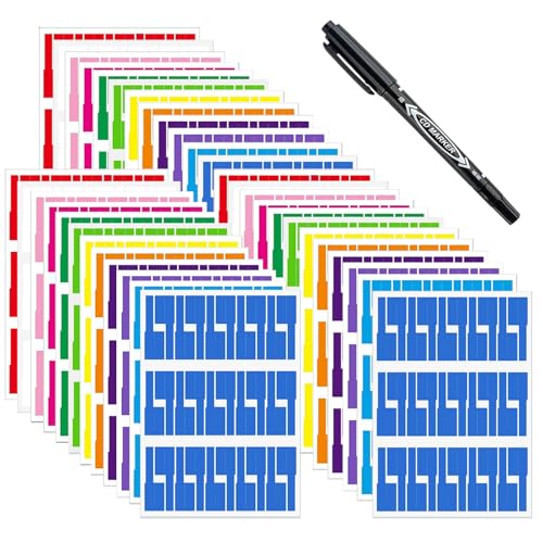VZU 36 Blatt Kabelbeschriftung, 12 Farben Kabel Beschriftung, mit 2 Markierungsstift, A4 Kabeletiketten, Reißfest Kabelbeschriftung, Wasserfest Kabelbeschriftung, Geeignet für Laserdrucker (1080 Pcs) von VZU