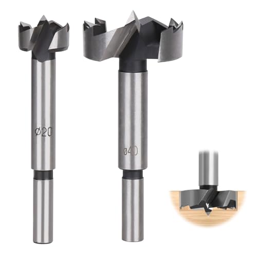 VZU Forstner-Bit, Hartstahl, mehrzahnige Holzbearbeitungswerkzeuge, Forstnerbohrer für Holz, Rundschaftbohrer, Holzbearbeitung, Scharnierbohrer, 2 Stück, 20 mm / 40 mm VZU Forstner-Bit, Hartstahl, mehrzahnige Holzbearbeitungswerkzeuge, Forstnerbohrer für Holz, Rundschaftbohrer, Holzbearbeitung, Scharnierbohrer, 2 Stück, 20 mm / 40 mm von VZU