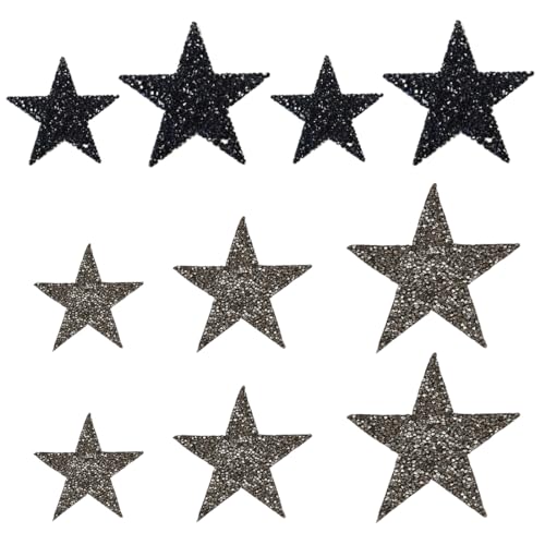 VZUHSW 10 Stück Bling-Stern Patches - Kristallglitzer Strass Sterne Aufkleber zum Aufbügeln oder Aufnähen, Applikationen für T-Shirts, Kleidung und Taschen von VZUHSW