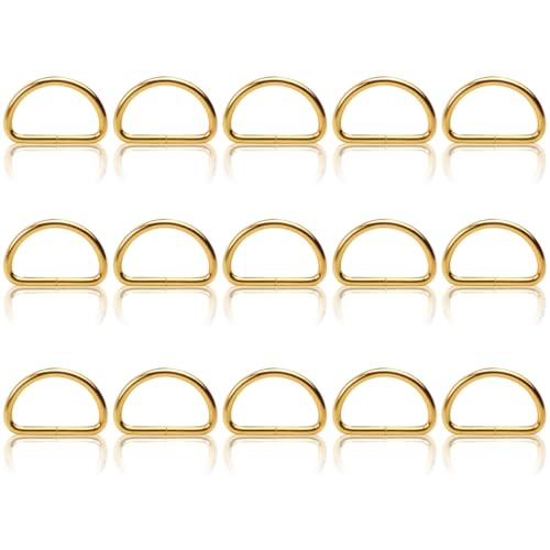 VZUHSW 15teiliges Set D-Ringe aus Metall: Karabiner-Halbringe, goldene D-Ringe, drehbare Karabiner & Schnallen, Perfekt für Taschen, DIY- Basteln, Handtaschen & Handwerk, von VZUHSW