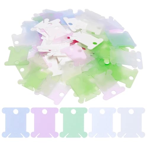 VZUHSW Nähgarn-Aufbewahrung: 100 Plastik-Spulen & -Karten für Stickgarn in 5 Farben - ideal für DIY, Handwerk, Kreuzstich & Nähen - ermöglicht eine ordentliche Aufbewahrung & Organisation von Nähgarn, von VZUHSW