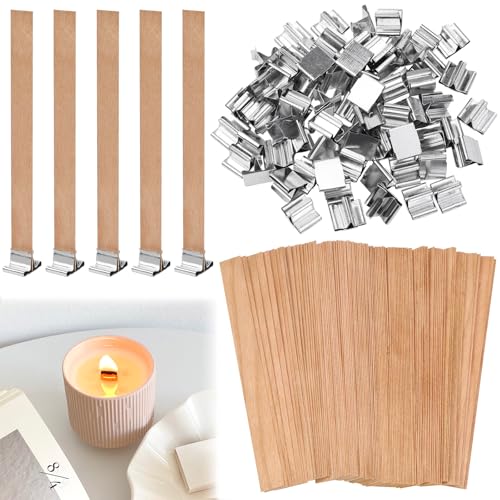 VZXZXE 100 Stück Holzdochte für Kerzen, kerzendochte mit Eisenständer, Holzdochte für DIY Kerzenherstellung 13 x 130mm VZXZXE 100 Stück Holzdochte für Kerzen, kerzendochte mit Eisenständer, Holzdochte für DIY Kerzenherstellung 13 x 130mm von VZXZXE