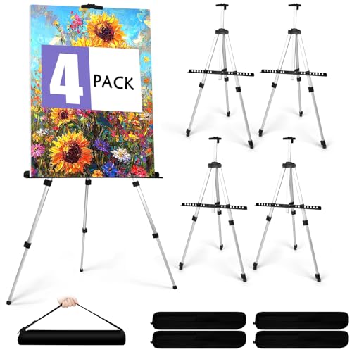 Staffelei für Kunstmalerei, Künstler, verstellbar, tragbar, Aluminium, Metall, Staffelei mit 4 Taschen, Höhe von 50,8 - 167,8 cm, Tischstaffelei für Tisch/Boden, Zeichnen und Ausstellen, silberfarben Staffelei für Kunstmalerei, Künstler, verstellbar, tragbar, Aluminium, Metall, Staffelei mit 4 Taschen, Höhe von 50,8 - 167,8 cm, Tischstaffelei für Tisch/Boden, Zeichnen und Ausstellen, silberfarben von VZZNN