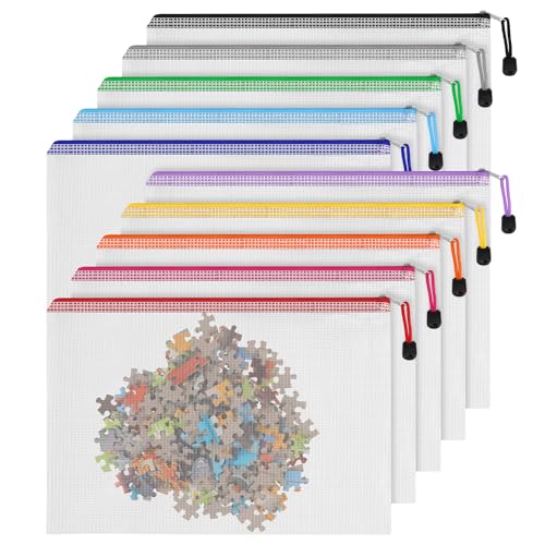 VZZNN 30 Stück A4 Dokumententasche mit Reißverschluss Wasserdichte Mesh Dokumententasche Dokumentenmappe Datei Tasche Kunststoff Aufbewahrungsbeutel für Schule Büro Kosmetik Reise (10 Farben) von VZZNN