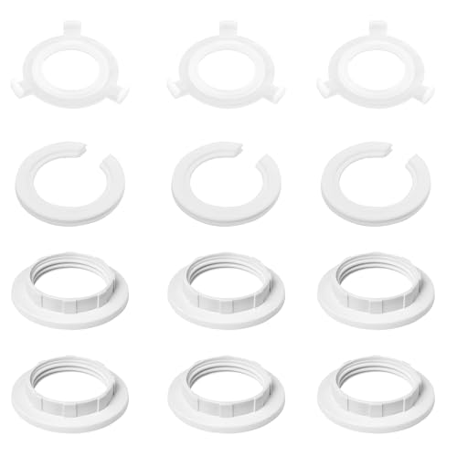 12 Stück Lampenschirm Reduzierring E14, Lampenschirm Schraubring für Lampenschirm Ring Konverter E14 bis E27 Innendurchmesser 28mm Kunststoff Hitzebeständige Gewinde Lampenring Adapter Weiß von Vachelper