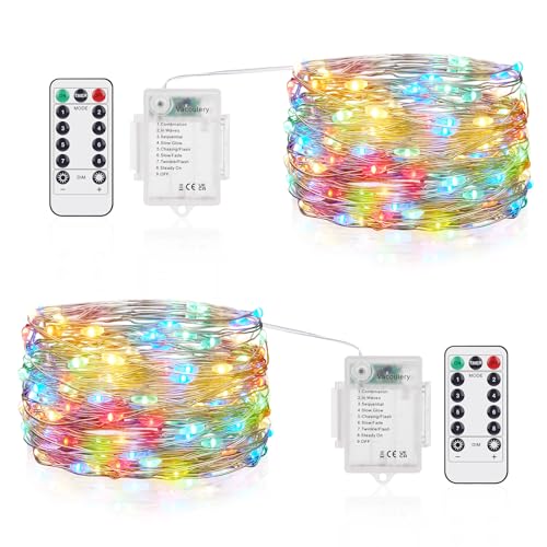 2 x 50er Led Lichterkette mit Batterie, 5M LED Batteriebetrieben Drahtlichterkette mit 8 Programm und Timer für Zimmer, Terrasse, Innen/Außen Dekoration, Beleuchtung Deko 2 x 50er Led Lichterkette mit Batterie, 5M LED Batteriebetrieben Drahtlichterkette mit 8 Programm und Timer für Zimmer, Terrasse, Innen/Außen Dekoration, Beleuchtung Deko von Vacoulery