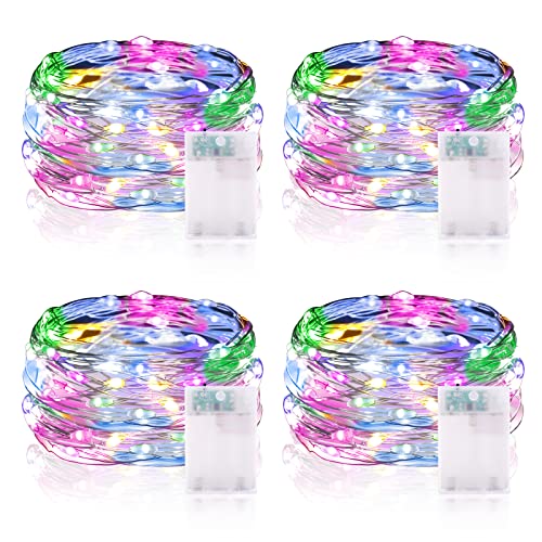 4 x 50er LED Lichterkette mit Batterie und Timer, 5M Micro Drahtlichterkette IP65 Wasserdichte Kupferdraht Lichterkette für Weihnachten Halloween Hochzeit Beleuchtung Deko - Bunt 4 x 50er LED Lichterkette mit Batterie und Timer, 5M Micro Drahtlichterkette IP65 Wasserdichte Kupferdraht Lichterkette für Weihnachten Halloween Hochzeit Beleuchtung Deko - Bunt von Vacoulery
