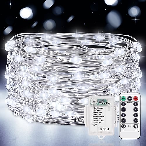 LED Lichterkette Batterie Kaltweiß, 10M 100LEDs Kupferdraht Lichterketten Akku 8 Programm mit Timer Wasserdicht DIY Weihnachten Lichterkette Innen für Zimmer, Garten, Balkon, Hochzeit LED Lichterkette Batterie Kaltweiß, 10M 100LEDs Kupferdraht Lichterketten Akku 8 Programm mit Timer Wasserdicht DIY Weihnachten Lichterkette Innen für Zimmer, Garten, Balkon, Hochzeit von Vacoulery