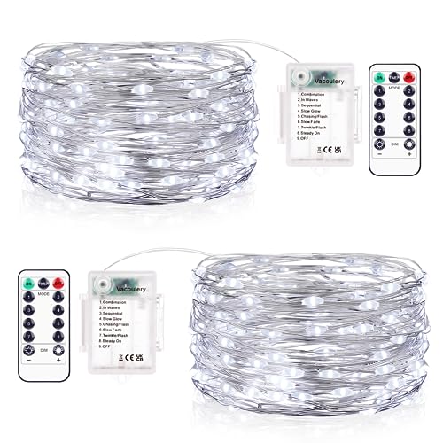 LED Lichterkette Batterie Kaltweiß, 2x10M 100LEDs Kupferdraht Lichterketten Akku 8 Programm mit Timer Wasserdicht DIY Weihnachten Lichterkette Innen für Zimmer, Garten, Balkon, Hochzeit LED Lichterkette Batterie Kaltweiß, 2x10M 100LEDs Kupferdraht Lichterketten Akku 8 Programm mit Timer Wasserdicht DIY Weihnachten Lichterkette Innen für Zimmer, Garten, Balkon, Hochzeit von Vacoulery
