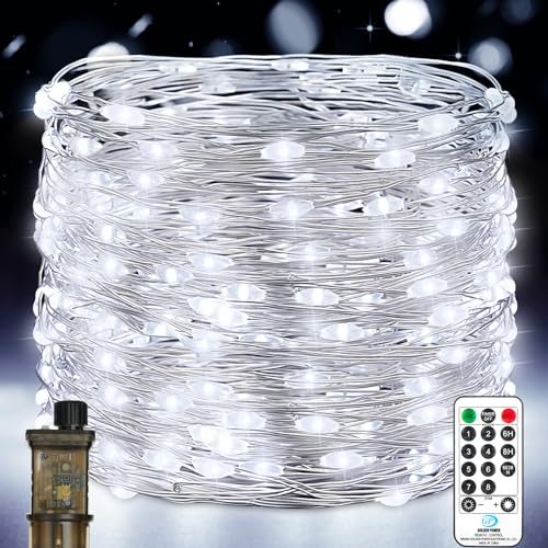 LED Lichterkette Innen, 23M 200 Led lichterketten Strombetrieben mit Stecker, Wasserdicht Timer 8 Programm für Außen Innen Weihnachten Hochzeit Halloween Zimmer Party Deko (1 Stück, Kaltweiß) von Vacoulery