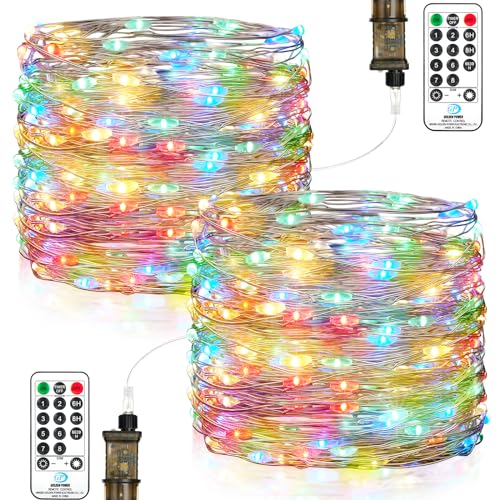 LED Lichterkette Innen, 23M 200 Led lichterketten Strombetrieben mit Stecker, Wasserdicht Timer 8 Programm für Außen Innen Weihnachten Hochzeit Halloween Zimmer Party Deko (2 Stück, Bunt) von Vacoulery