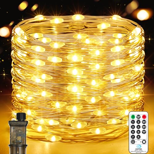 LED Lichterkette Innen mit Stecker, 23M 200 Led lichterketten Außen Strom, Wasserdicht Timer 8 Programm für Außen Innen Weihnachten Hochzeit Halloween Zimmer Party Deko (Warmweiß) von Vacoulery