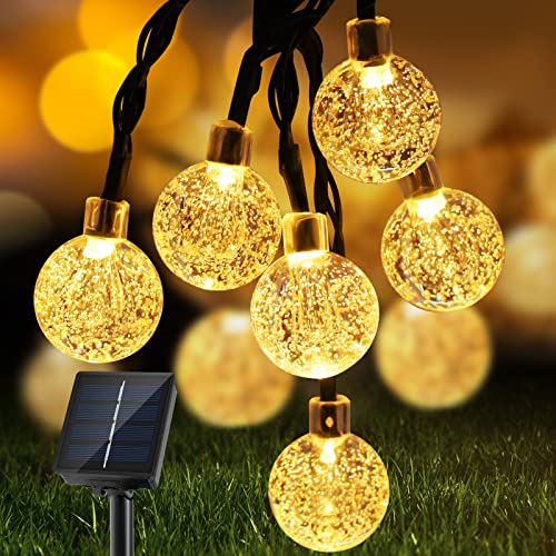Lichterkette Außen Solar, 60 LED Solarlichterkette Aussen Wetterfest, 8 Modi mit Timer Outdoor Kristall Kugeln Dekorative für Garten, Balkon, Terrasse, Hochzeiten, Weihnachten, Ostern (Warmweiß) von Vacoulery