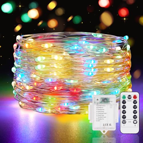 Lichterkette Timer Batterie, 1 Stück 5M 50er Micro LED Lichterkette mit 8 Programm, Drahtlichterkette Wasserdichte Kupferdraht Lichterkette für Zimmer Hochzeit Weihnachten Lichterkette Timer Batterie, 1 Stück 5M 50er Micro LED Lichterkette mit 8 Programm, Drahtlichterkette Wasserdichte Kupferdraht Lichterkette für Zimmer Hochzeit Weihnachten von Vacoulery