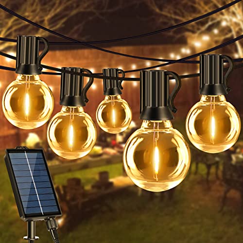 Solar Lichterkette Aussen 10M 25+2 G40 Lichterkette Außen 8 Modi Lichterkette Glühbirnen Außen IP44 Wasserdicht Lichterkette Außen Solar für Garten Balkon Pavillon Hochzeit Terrasse(Warmweiß) von Vacoulery