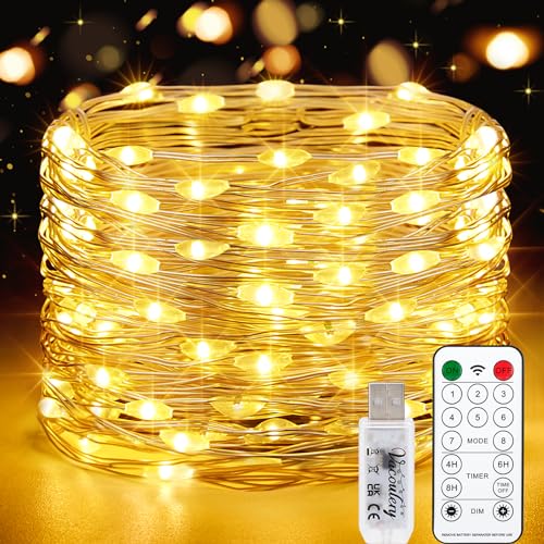 Vacoulery 150LEDs Lichterkette USB, Wasserdicht Draht Lichterkette mit Timer und Fernbedienung 8 Programm 15 Meter Lichterkette für Zimmer, Party, Hochzeit, Weihnachten Vacoulery 150LEDs Lichterkette USB, Wasserdicht Draht Lichterkette mit Timer und Fernbedienung 8 Programm 15 Meter Lichterkette für Zimmer, Party, Hochzeit, Weihnachten von Vacoulery