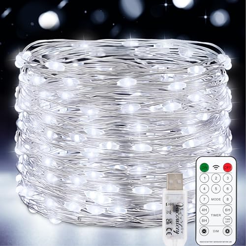 Vacoulery 150LEDs Lichterkette USB, Wasserdicht Draht Lichterkette mit Timer und Fernbedienung 8 Programm 15 Meter Lichterkette für Zimmer, Party, Hochzeit, Weihnachten Vacoulery 150LEDs Lichterkette USB, Wasserdicht Draht Lichterkette mit Timer und Fernbedienung 8 Programm 15 Meter Lichterkette für Zimmer, Party, Hochzeit, Weihnachten von Vacoulery