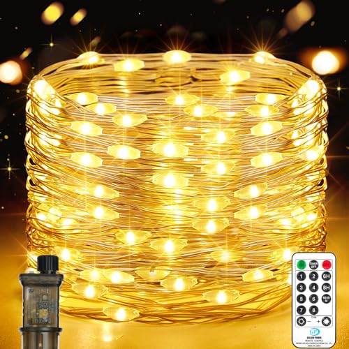 Vacoulery Lichterkette Innen mit Stecker, 15M 150LED Lichterkette Außen mit Timer Fernbedienung, 8 Modi Lichterketten, Lichterkette Außen Strom für Innen Außen Weihnachten Halloween Hochzeit von Vacoulery