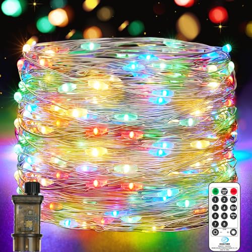 Vacoulery Lichterkette Innen mit Stecker, 15M 150LED Lichterkette Außen mit Timer Fernbedienung, 8 Modi Lichterketten, Lichterkette Außen Strom für Innen Außen Weihnachten Halloween Hochzeit Bunt von Vacoulery