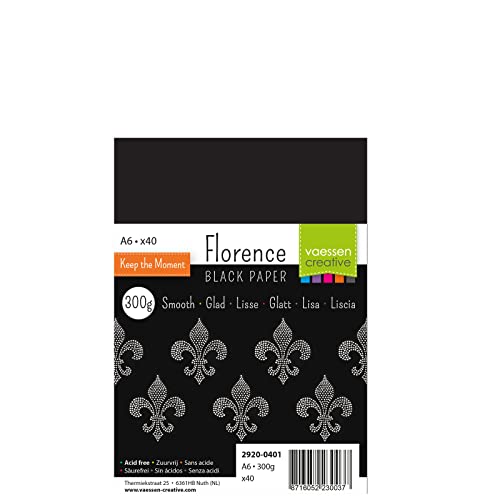 Florence 2920-0401 Fotokarton DIN A6, Schwarz, 300g/m², 40 Stück, Bastelpapier für Basteln, Scrapbooking, Handlettering, DIY-Crafts Florence 2920-0401 Fotokarton DIN A6, Schwarz, 300g/m², 40 Stück, Bastelpapier für Basteln, Scrapbooking, Handlettering, DIY-Crafts von Vaessen Creative