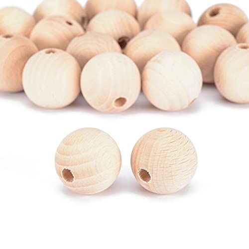 Vaessen Creative 11006-008 Unbehandelte Holzperlen, ø 30 mm, 100 Stück, Runde Perlen zum Basteln von DIY handgefertigte Dekorationen Schmuck Handwerk, Holz, 20 Piece von Vaessen Creative