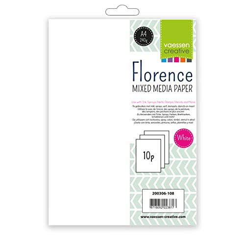 Florence Paper mixed media A4 smooth 240g x10 White von Vaessen Creative