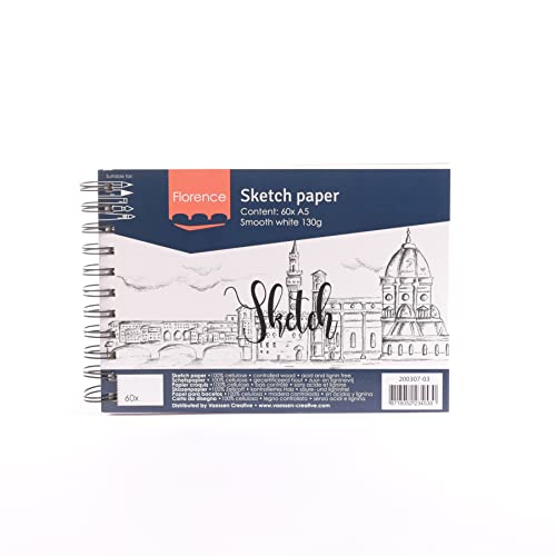 Florence 200307-03 Vaessen Creative Skizzenpapier A5-Weiß-60 Stück-130 g/m² -Zeichnenblock für Bleistift, Graphit & Tinte-Hochwertiges Kreativpapier für Skizzen, Papier, Weiß, A5 Florence 200307-03 Vaessen Creative Skizzenpapier A5-Weiß-60 Stück-130 g/m² -Zeichnenblock für Bleistift, Graphit & Tinte-Hochwertiges Kreativpapier für Skizzen, Papier, Weiß, A5 von Vaessen Creative