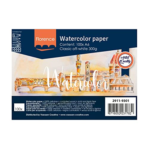 Florence Aquarellpapier texture A6 300g classic Wollweiß 100pcs von Vaessen Creative