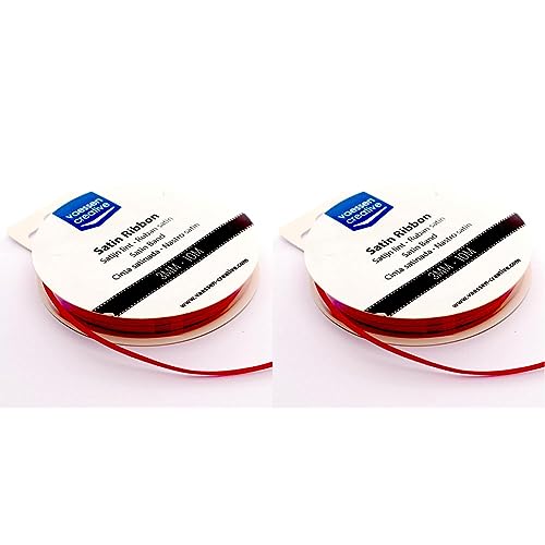 Vaessen Creative 301002-0009 Satinband Rot, 3 mm x 10 Meter, Schleifenband, Dekoband, Geschenkband und Stoffband für Hochzeit, Taufe und Geburtstagsgeschenke, 3MM (Packung mit 2) von Vaessen Creative
