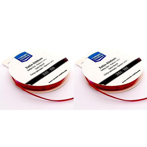 Vaessen Creative 301002-0009 Satinband Rot, 3 mm x 10 Meter, Schleifenband, Dekoband, Geschenkband und Stoffband für Hochzeit, Taufe und Geburtstagsgeschenke, 3MM (Packung mit 2) von Vaessen Creative