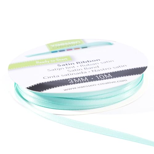 Vaessen Creative 301002-0011 Satinband Aqua, 3 mm x 10 Meter, Schleifenband, Dekoband, Geschenkband und Stoffband für Hochzeit, Taufe und Geburtstagsgeschenke, 3MM von Vaessen Creative