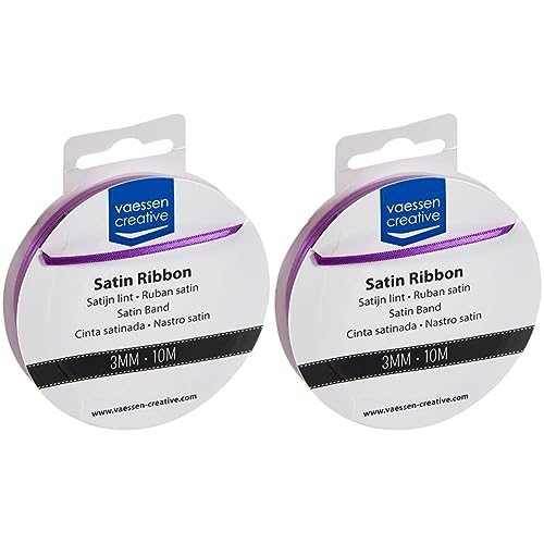 Vaessen Creative 301002-0016 Satinband Lila, 3 mm x 10 Meter, Schleifenband, Dekoband, Geschenkband und Stoffband für Hochzeit, Taufe und Geburtstagsgeschenke, 3MM, 3 (Packung mit 2) von Vaessen Creative