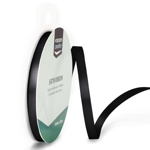 Vaessen Creative Satinband 6mmx10m Schwarz, Schleifenband, Dekoband, Bänder zum Basteln, Stoffbänder für Hochzeit, Taufe Und Geburtstagsgeschenke Vaessen Creative Satinband 6mmx10m Schwarz, Schleifenband, Dekoband, Bänder zum Basteln, Stoffbänder für Hochzeit, Taufe Und Geburtstagsgeschenke von Vaessen Creative