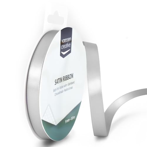 Vaessen Creative Satinband 9mmx10m Silber Hell, Schleifenband, Dekoband, Bänder zum Basteln, Stoffbänder für Hochzeit, Taufe Und Geburtstagsgeschenke Vaessen Creative Satinband 9mmx10m Silber Hell, Schleifenband, Dekoband, Bänder zum Basteln, Stoffbänder für Hochzeit, Taufe Und Geburtstagsgeschenke von Vaessen Creative