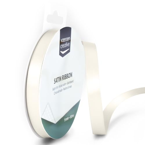 Vaessen Creative Satinband 9mmx10m Weiß Antik, Schleifenband, Dekoband, Bänder zum Basteln, Stoffbänder für Hochzeit, Taufe Und Geburtstagsgeschenke Vaessen Creative Satinband 9mmx10m Weiß Antik, Schleifenband, Dekoband, Bänder zum Basteln, Stoffbänder für Hochzeit, Taufe Und Geburtstagsgeschenke von Vaessen Creative