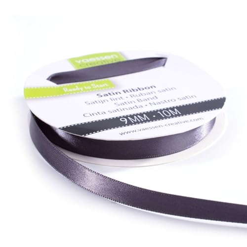Vaessen Creative Satinband 9mmx10m Anthrazit, Schleifenband, Dekoband, Bänder zum Basteln, Stoffbänder für Hochzeit, Taufe Und Geburtstagsgeschenke, Grau Vaessen Creative Satinband 9mmx10m Anthrazit, Schleifenband, Dekoband, Bänder zum Basteln, Stoffbänder für Hochzeit, Taufe Und Geburtstagsgeschenke, Grau von Vaessen Creative